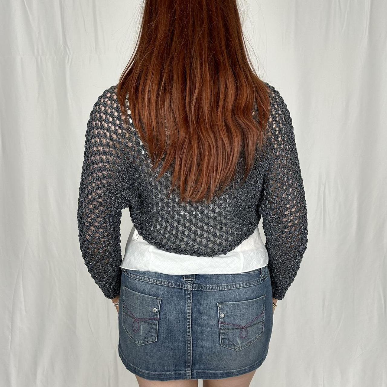 Vintage y2k style dark grey/metallic knitted bolero cardigan