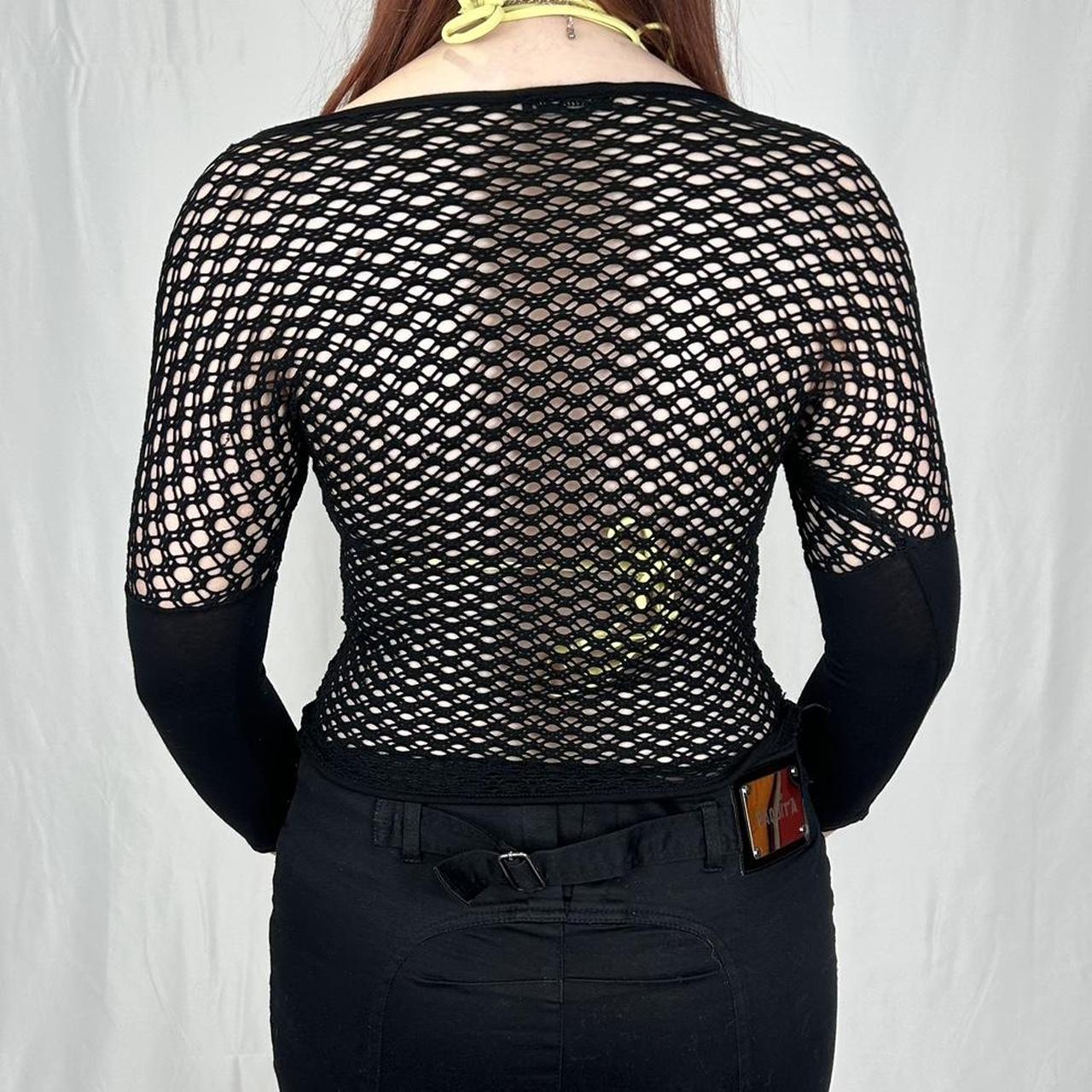 Vintage y2k style black mesh crop top