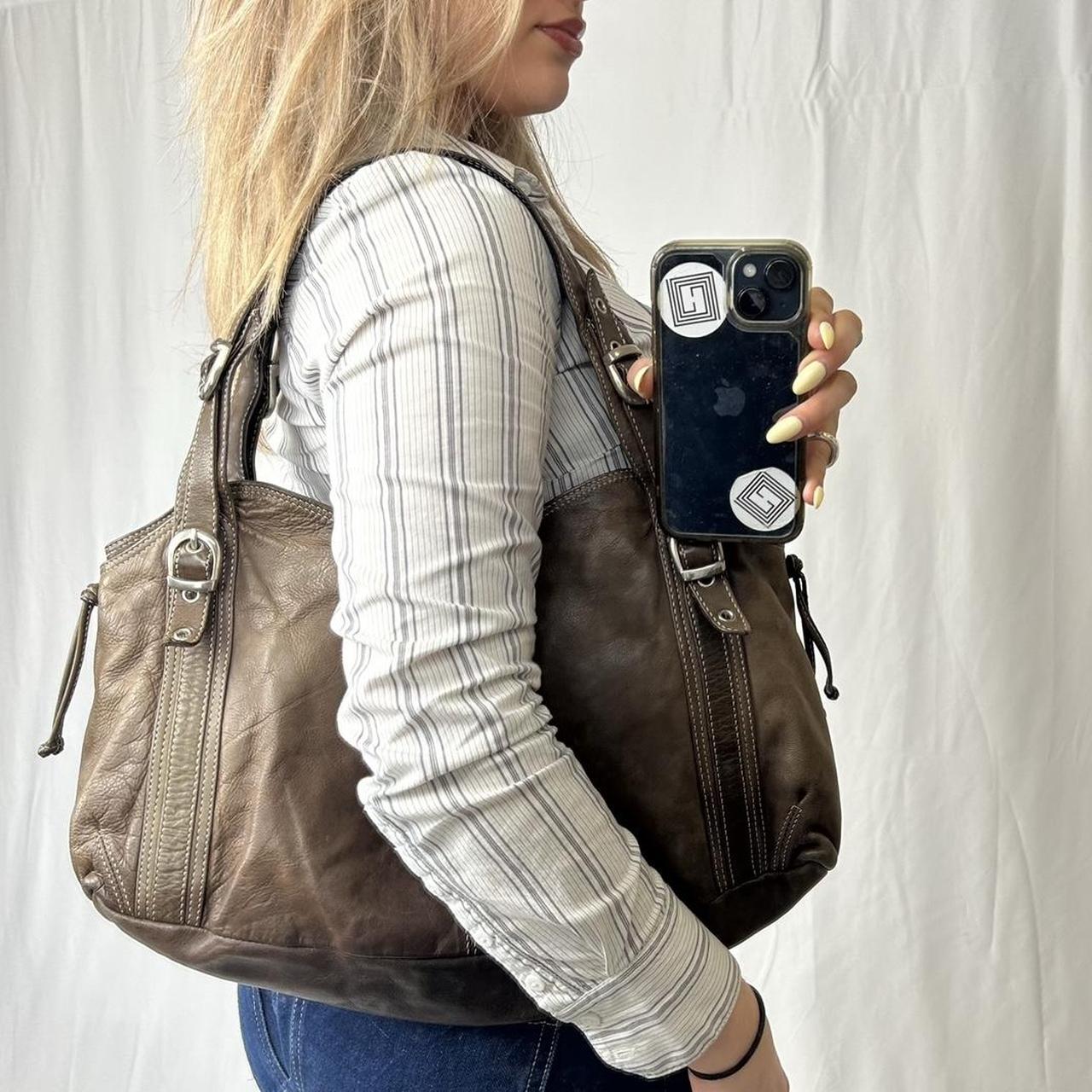 Vintage y2k style brown slouchy leather handbag