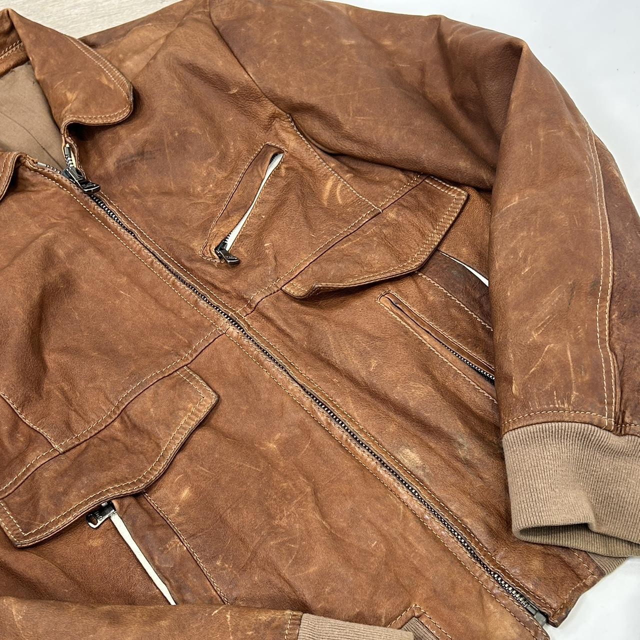 Vintage y2k style brown leather jacket