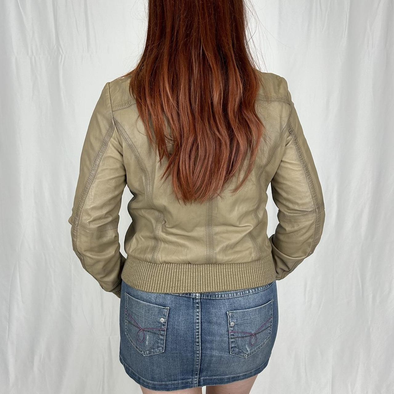 Vintage y2k style beige leather jacket