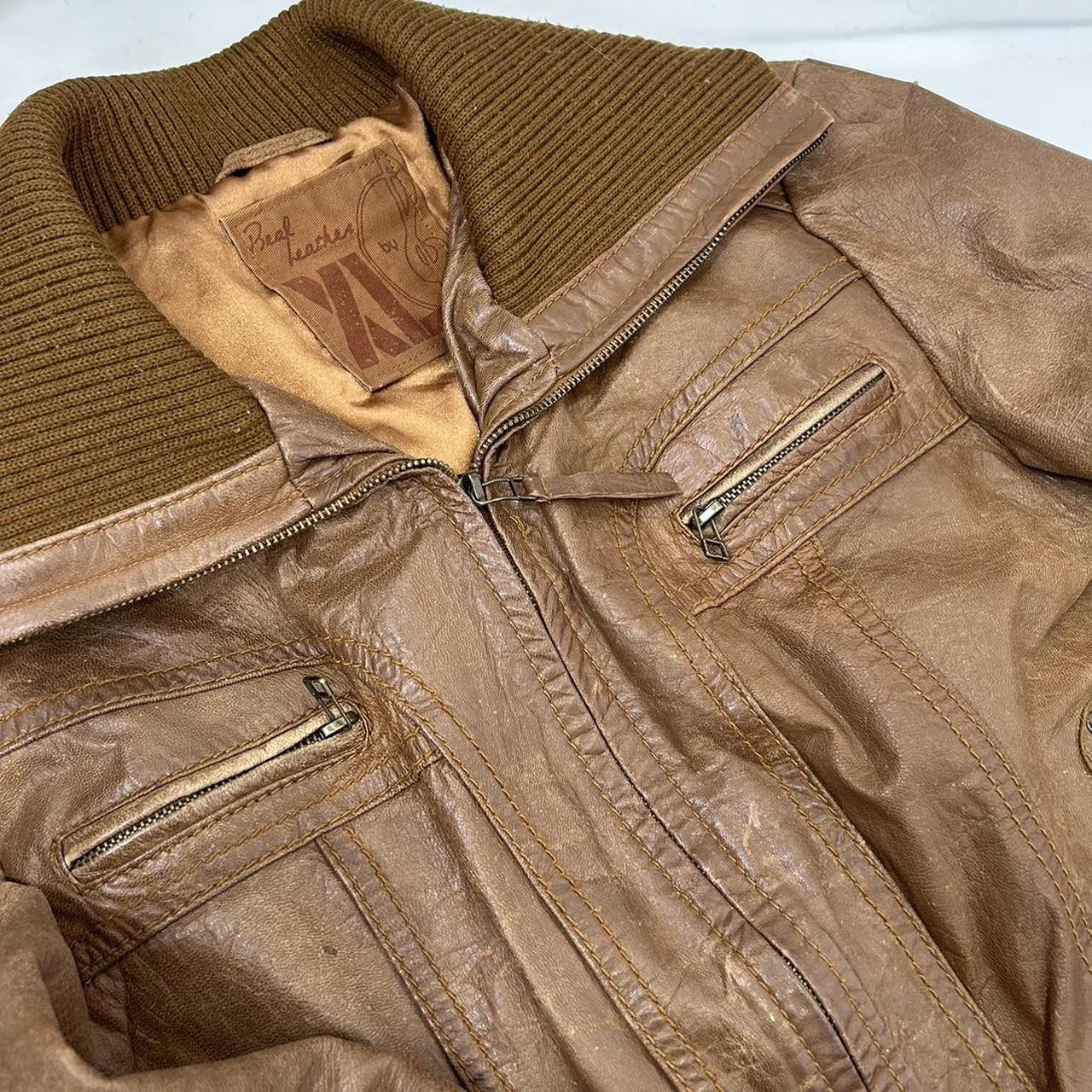Vintage y2k style brown leather jacket