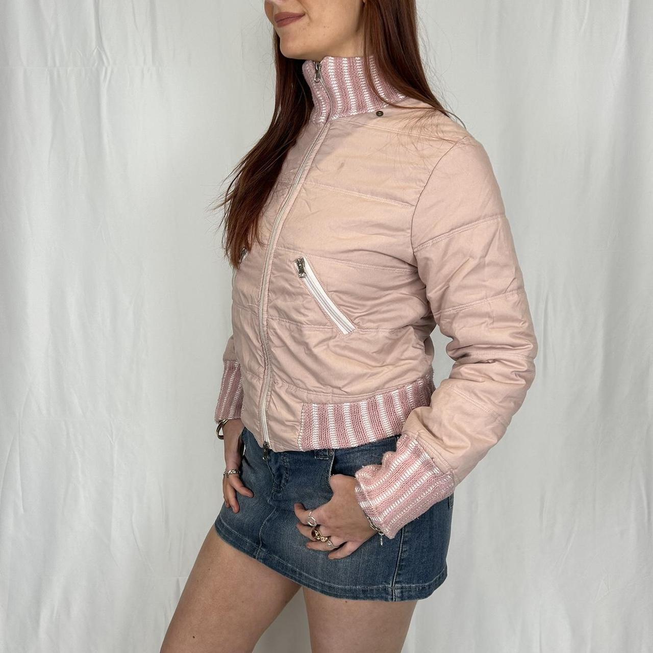 Vintage y2k style baby pink ribbed zip up jacket