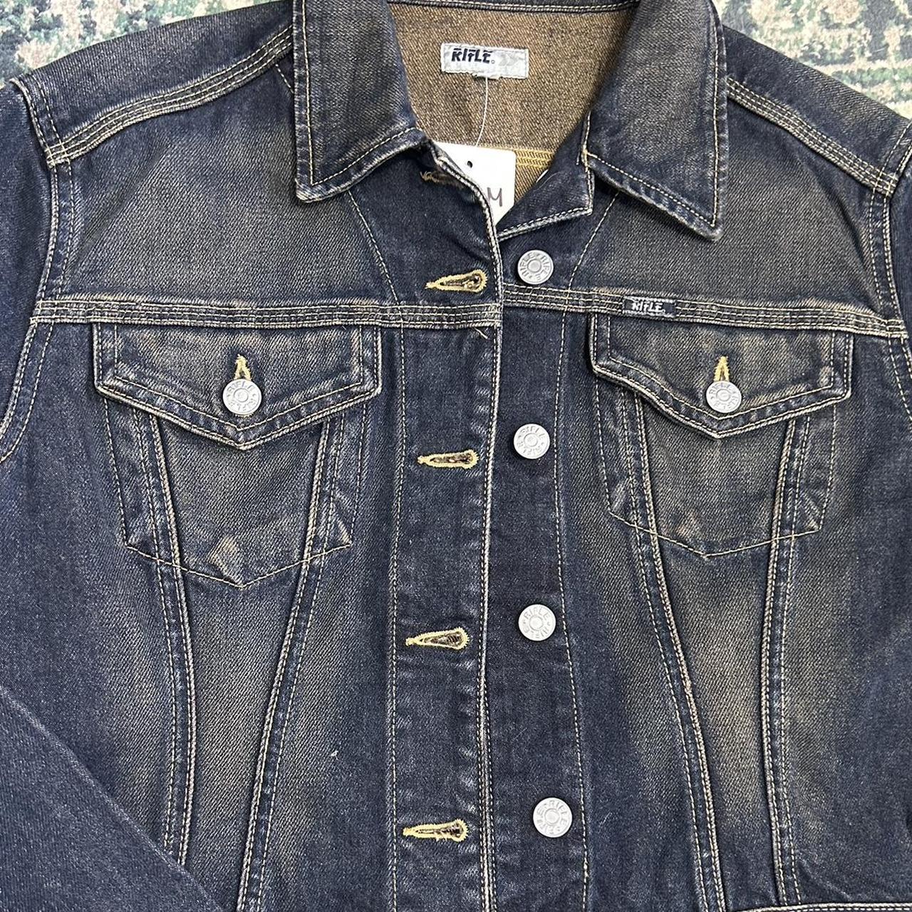 Vintage y2k style dark wash denim jacket