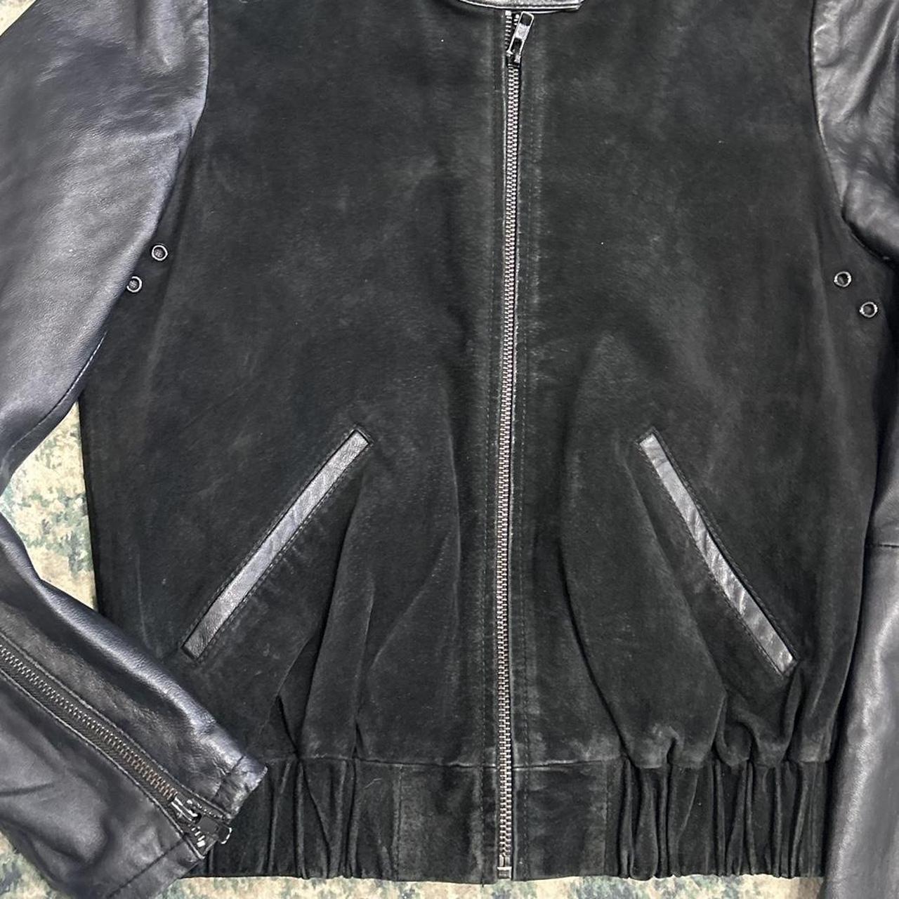 Vintage y2k style black suede leather jacket