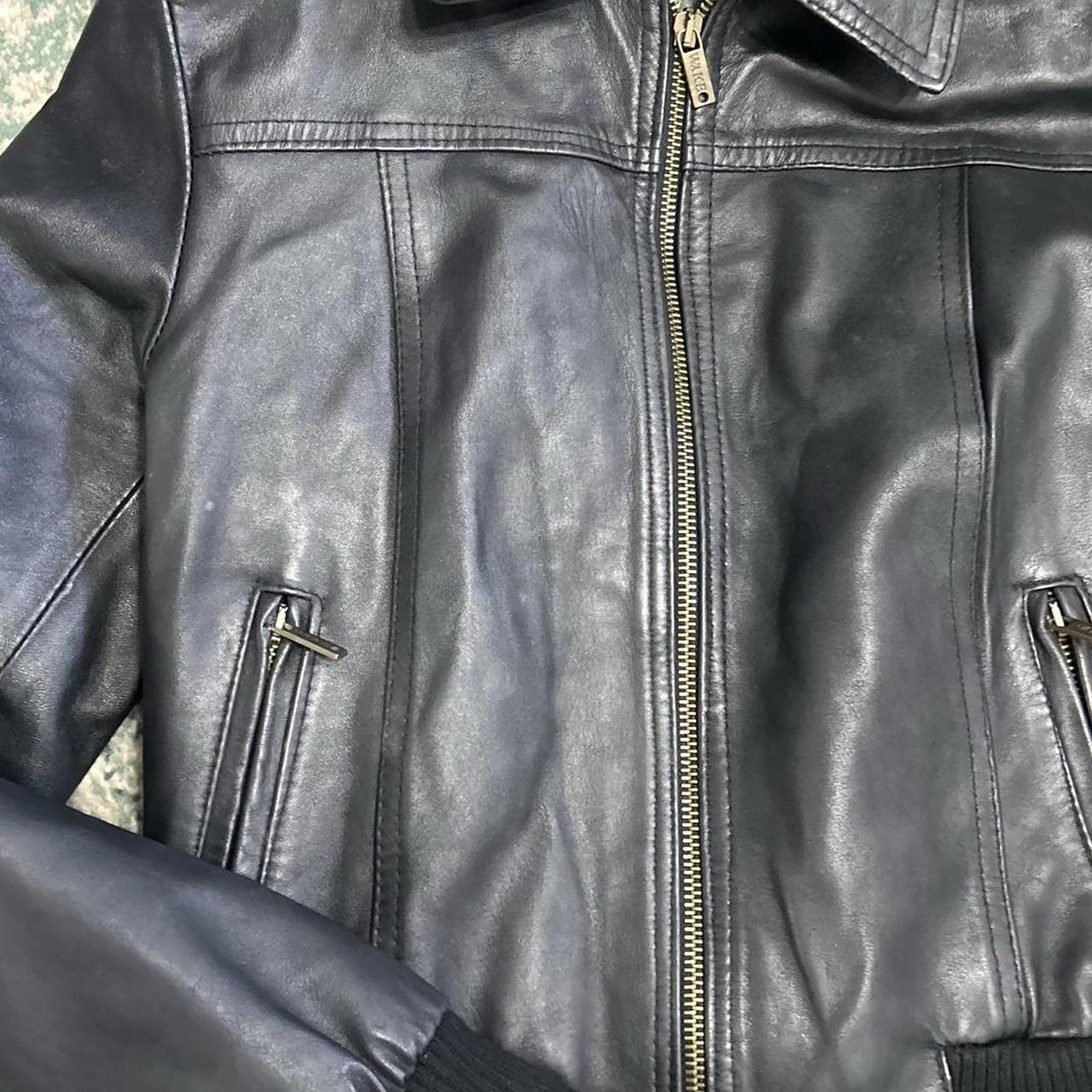 Vintage y2k style black ribbed leather jacket