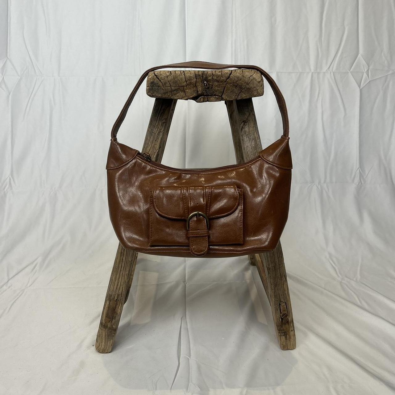 Vintage y2k style brown faux leather shoulder bag