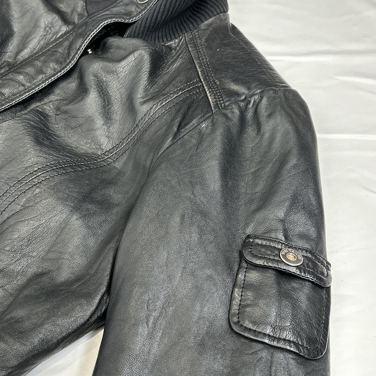 Vintage y2k style black moto slouchy leather jacket