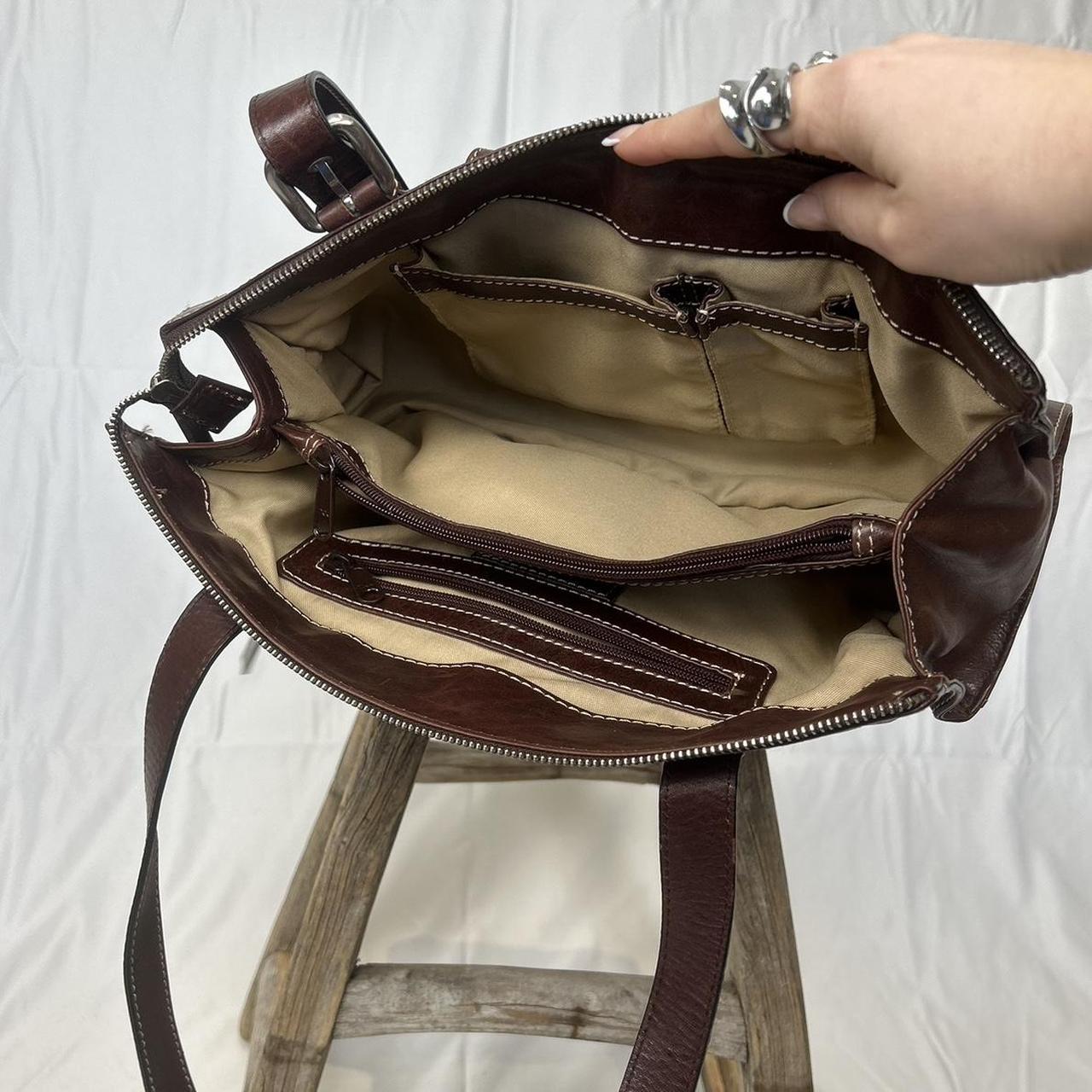 Vintage y2k style brown leather shoulder bag