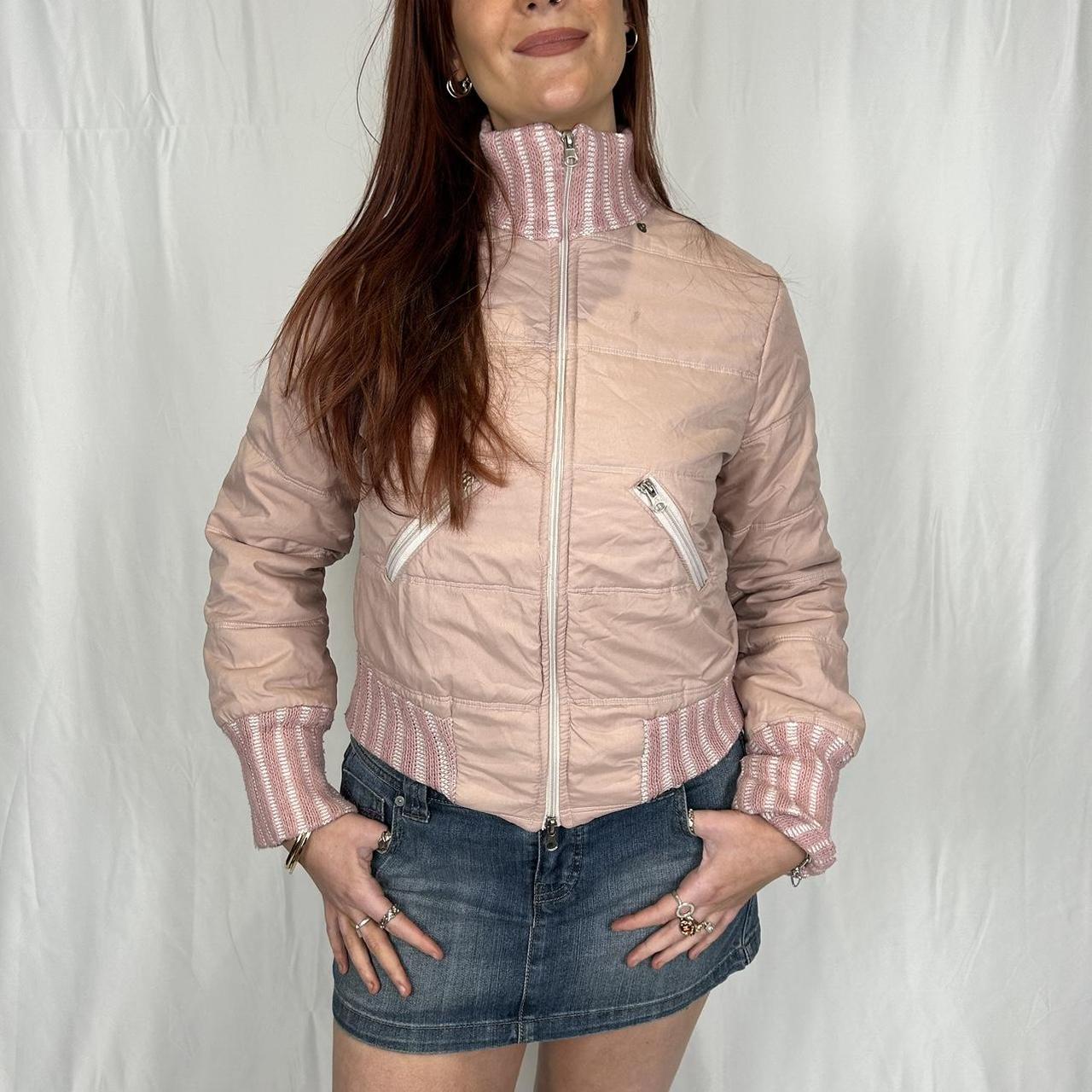 Vintage y2k style baby pink ribbed zip up jacket