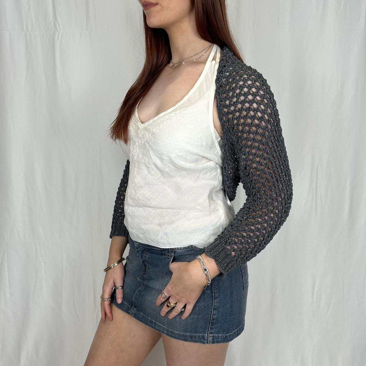Vintage y2k style dark grey/metallic knitted bolero cardigan