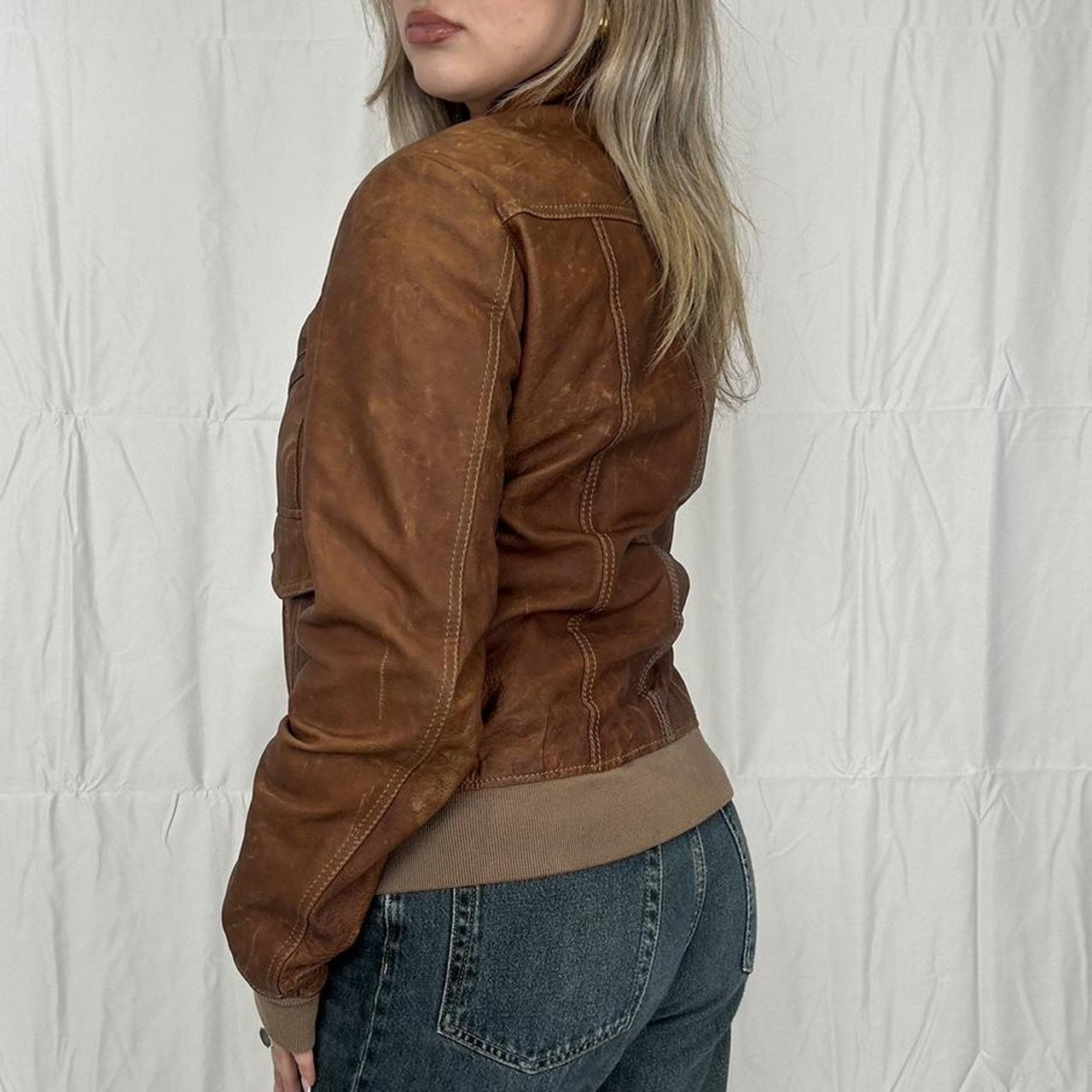 Vintage y2k style brown leather jacket