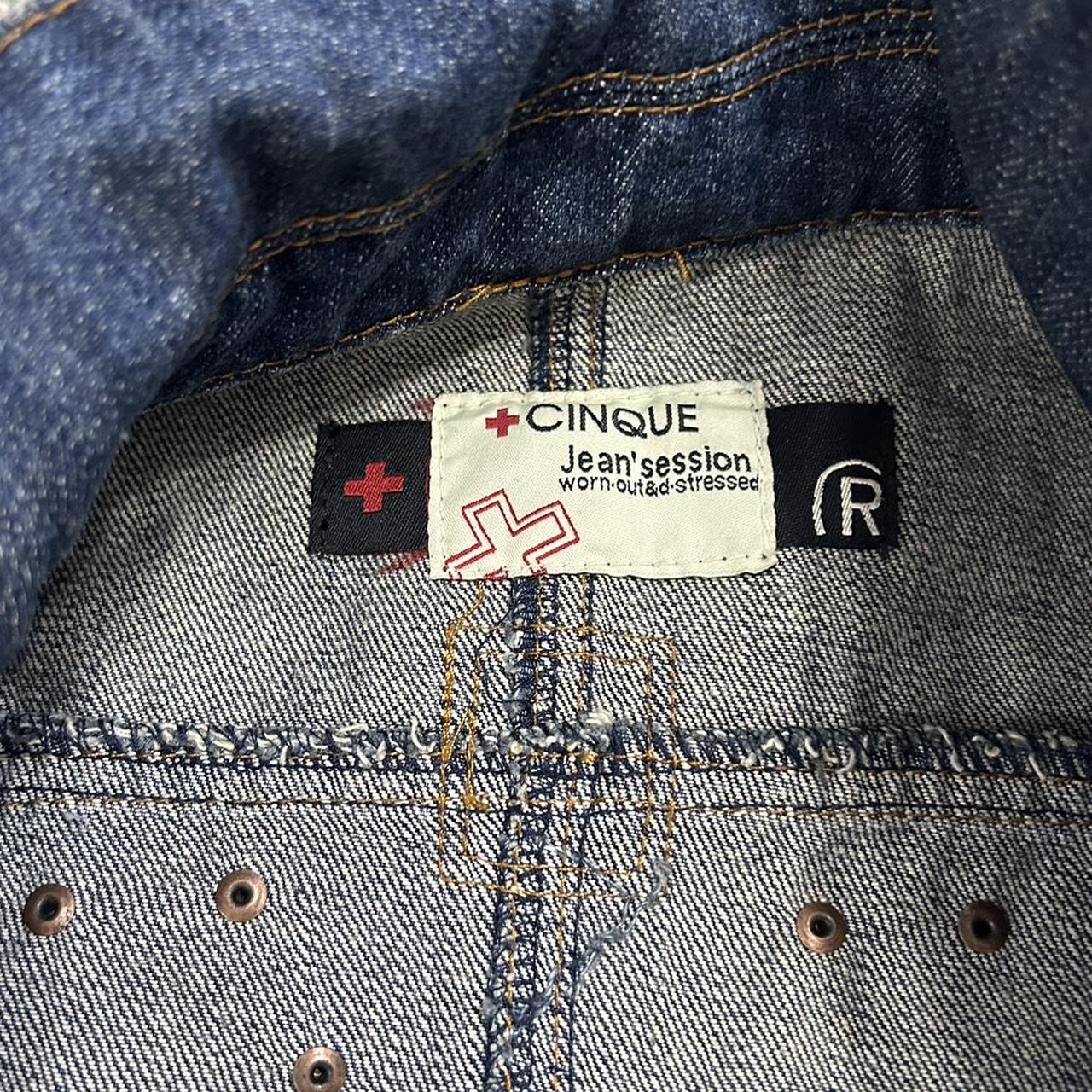 Vintage y2k style dark wash embellished denim jacket