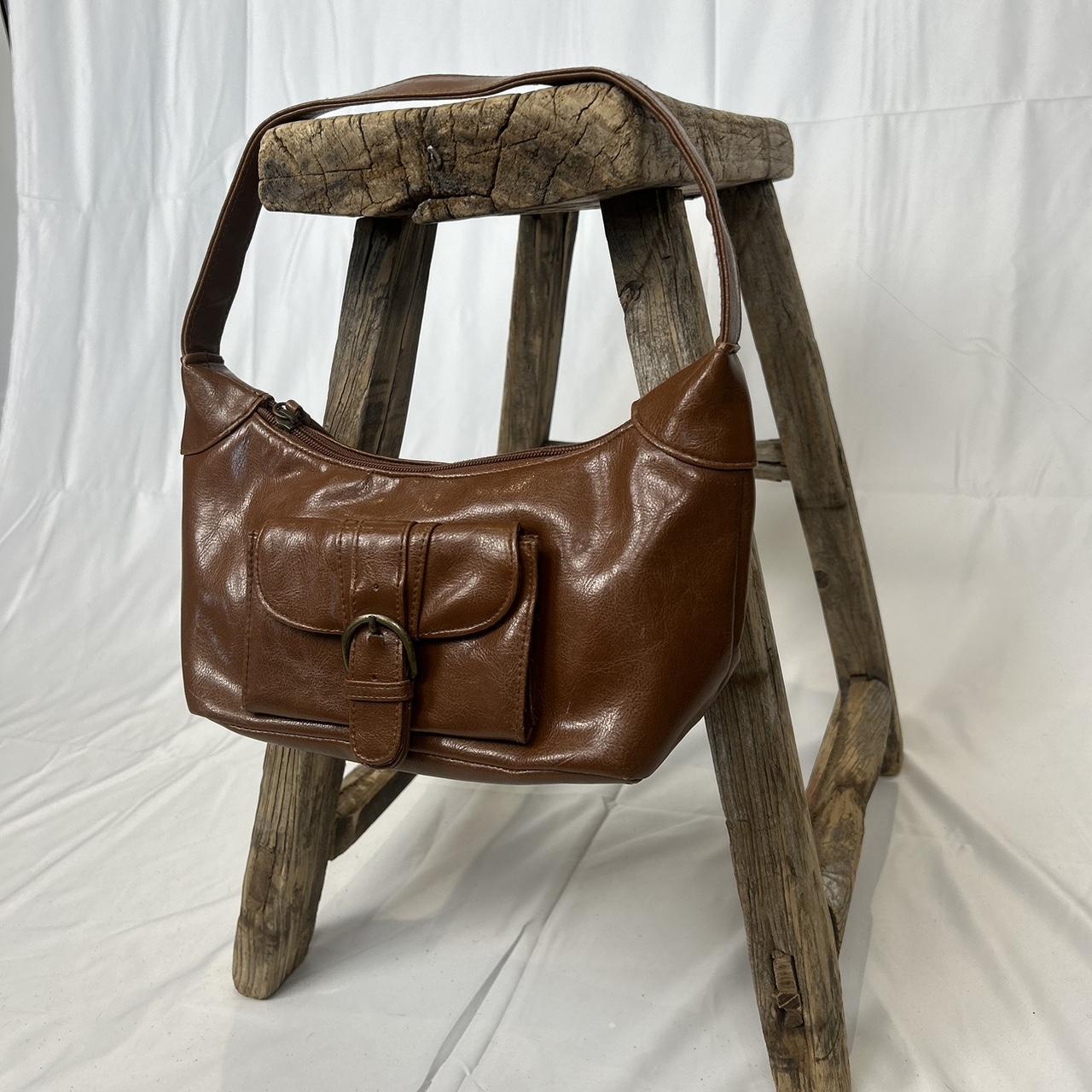 Vintage y2k style brown faux leather shoulder bag
