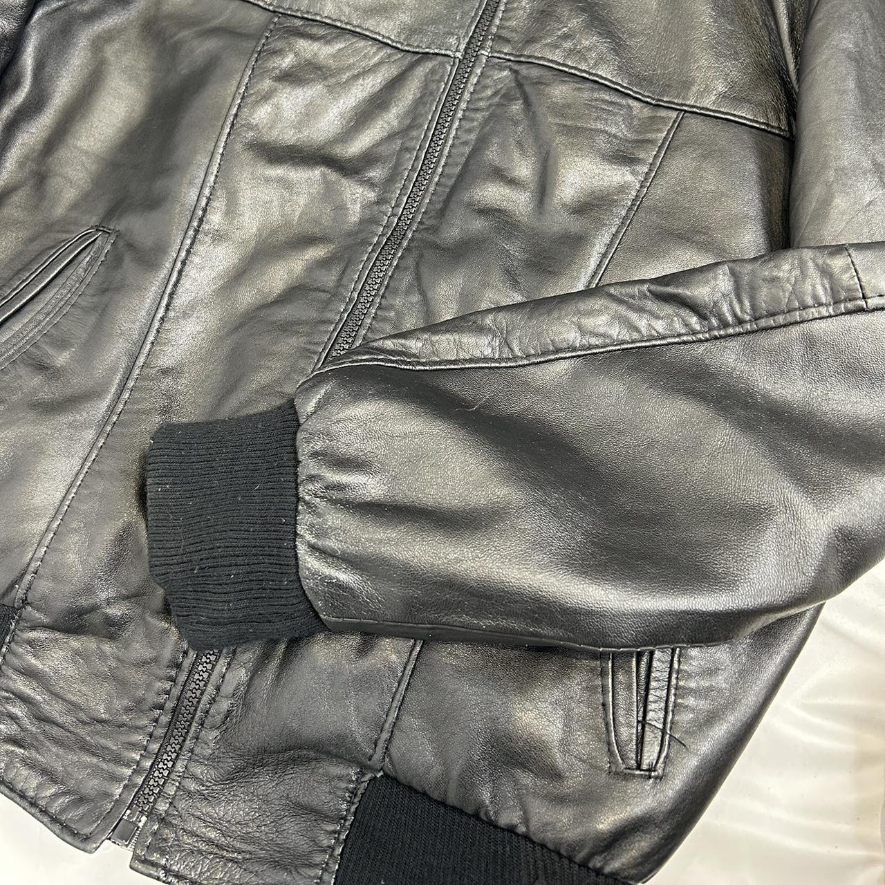 Vintage y2k style black slouchy moto leather jacket