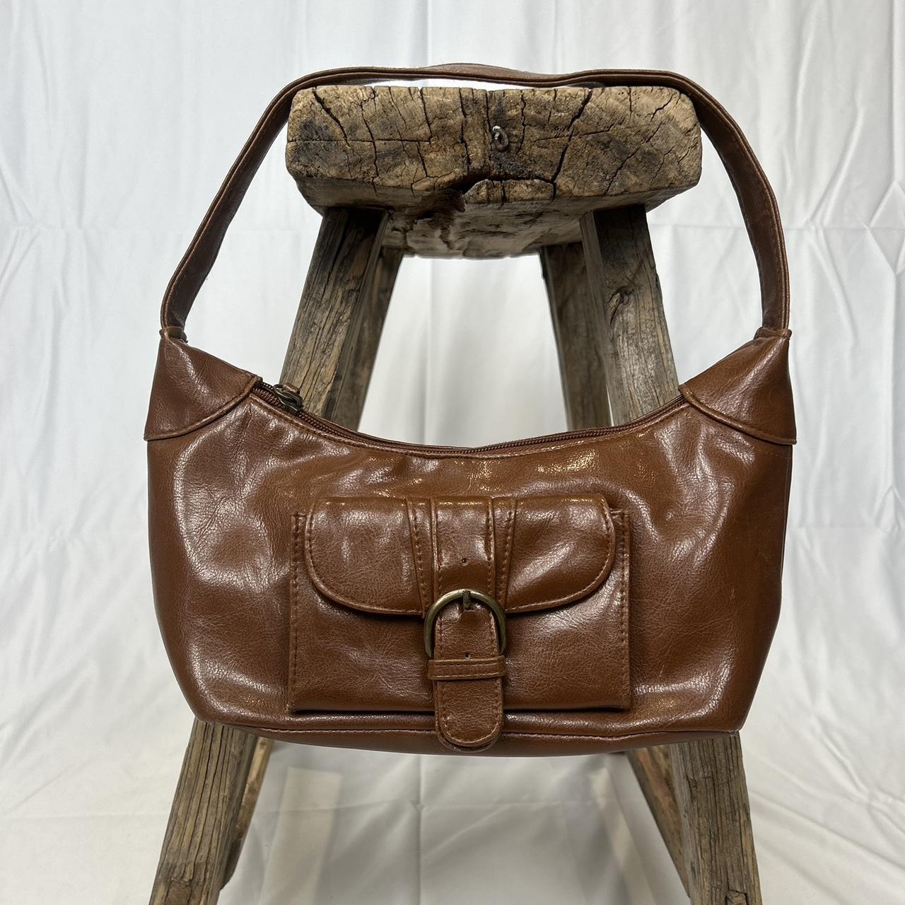 Vintage y2k style brown faux leather shoulder bag