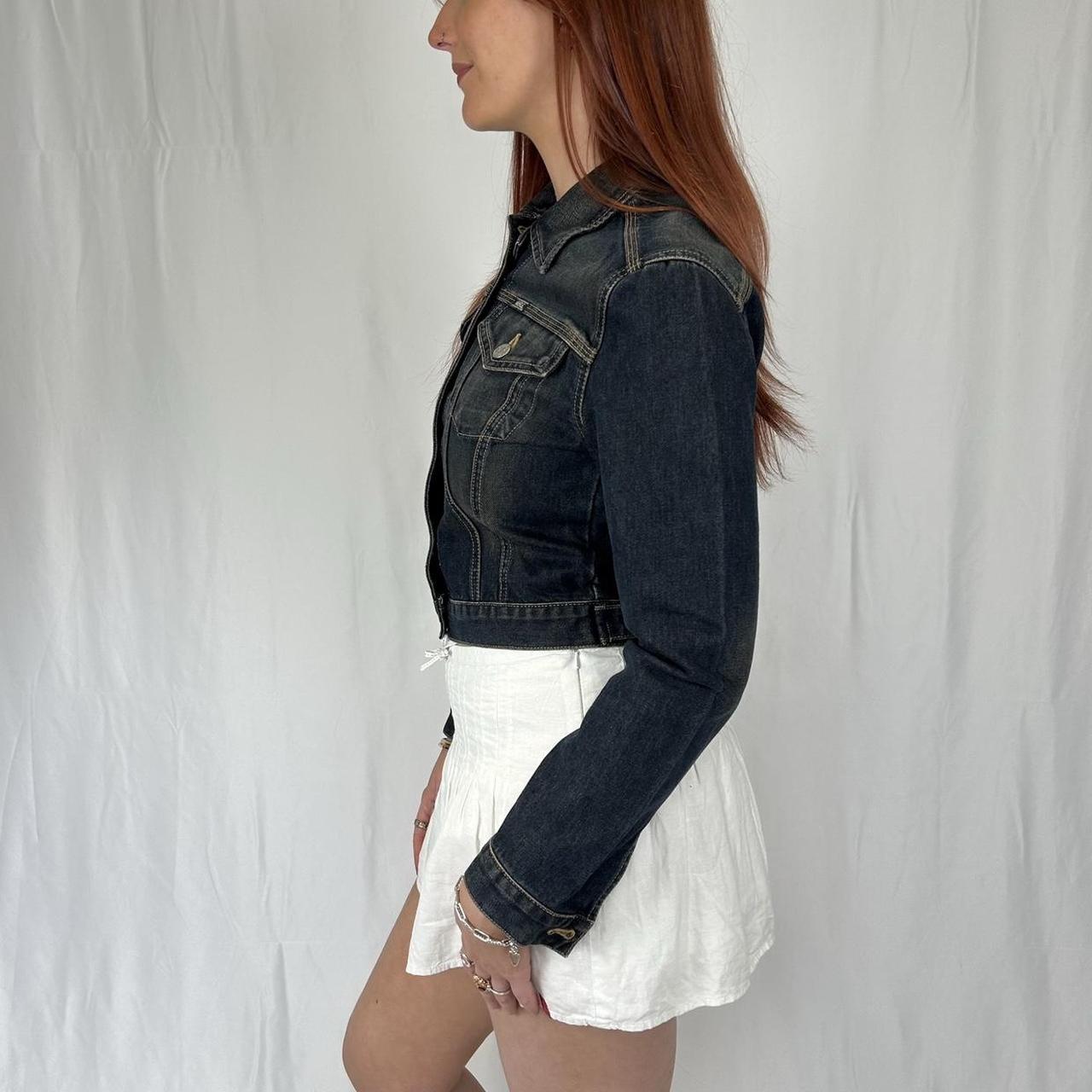 Vintage y2k style dark wash denim jacket