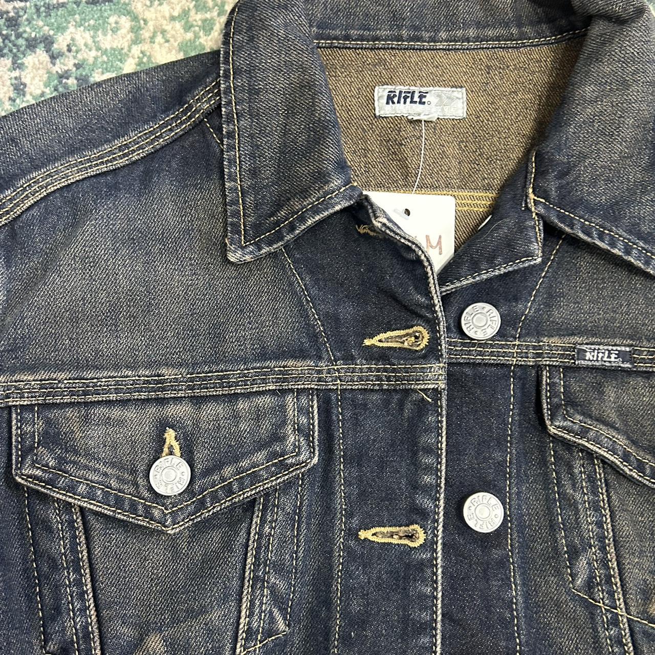 Vintage y2k style dark wash denim jacket
