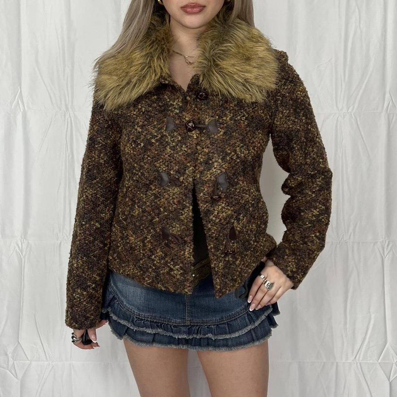 Vintage y2k style bouclé and faux fur jacket