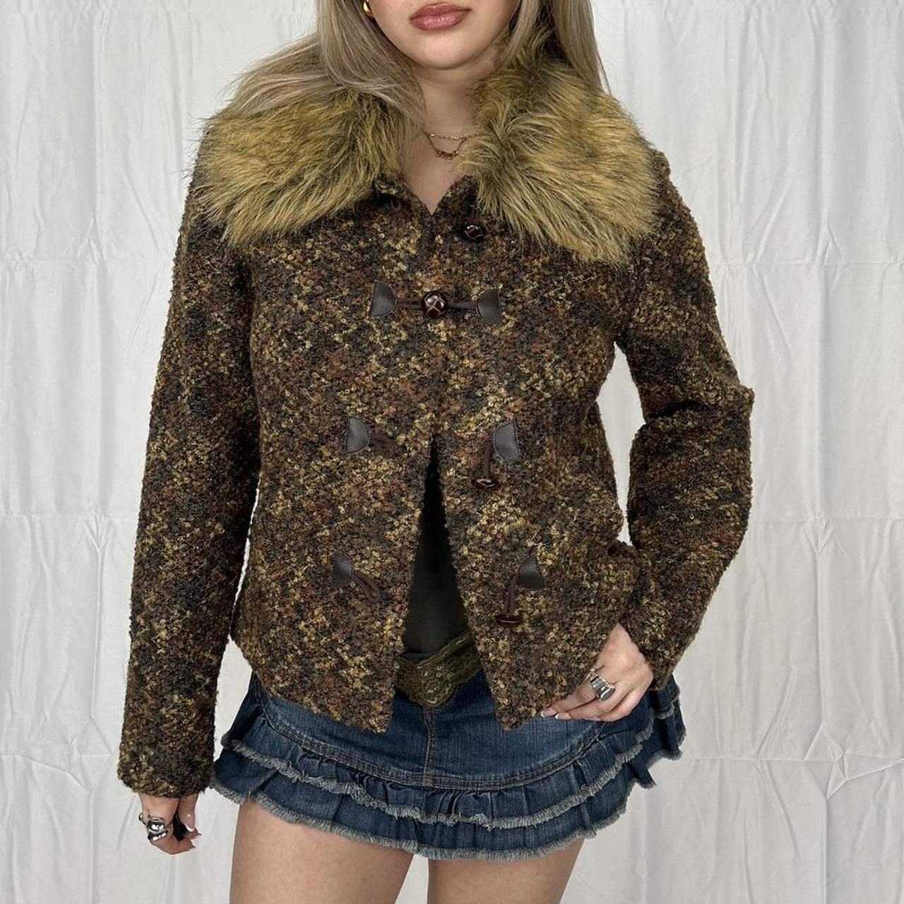 Vintage y2k style bouclé and faux fur jacket