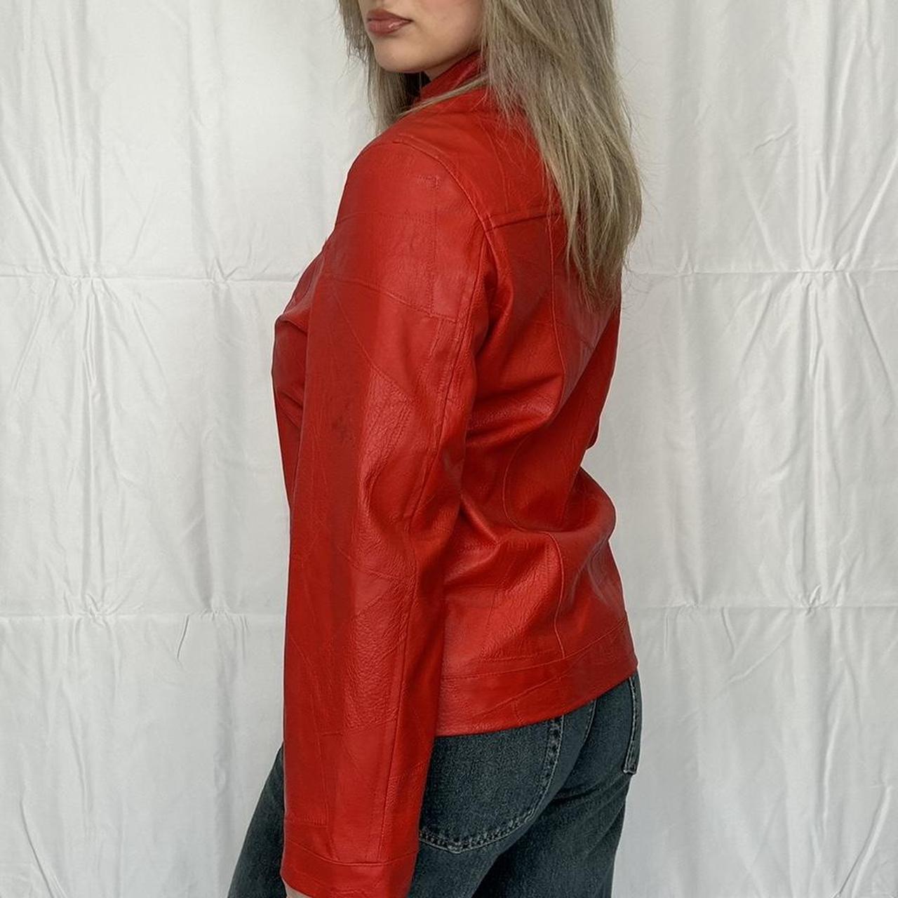 Vintage y2k style red leather jacket