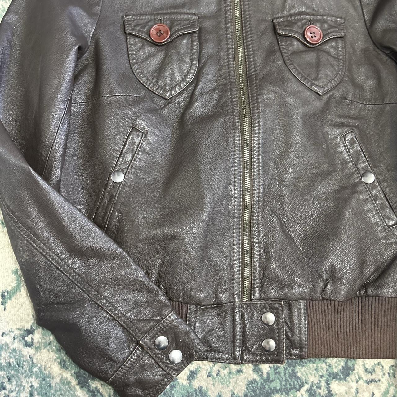 Vintage y2k style brown leather jacket