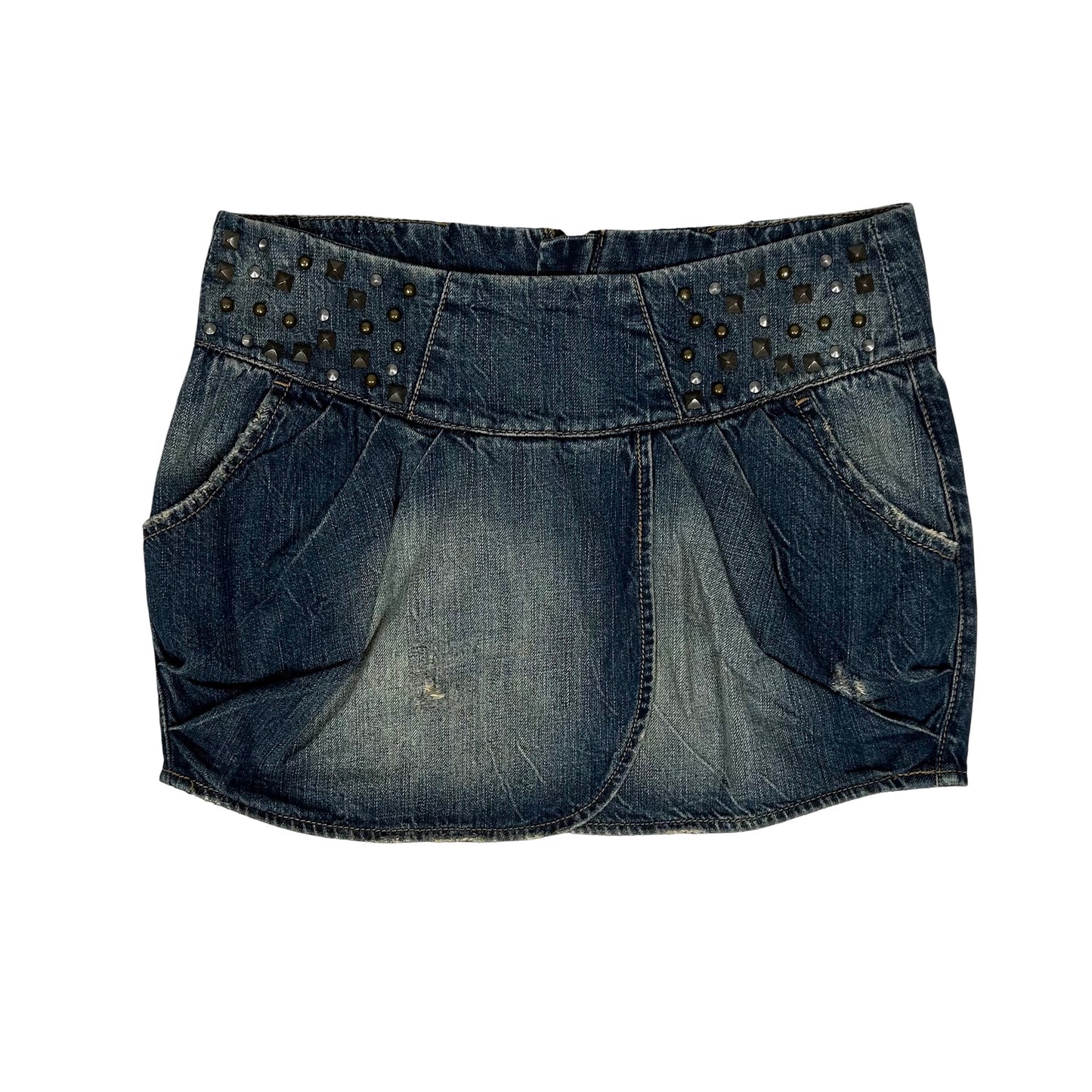 Vintage y2k style studded denim mini skirt
