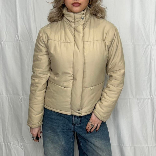 Vintage y2k style cream puffer jacket