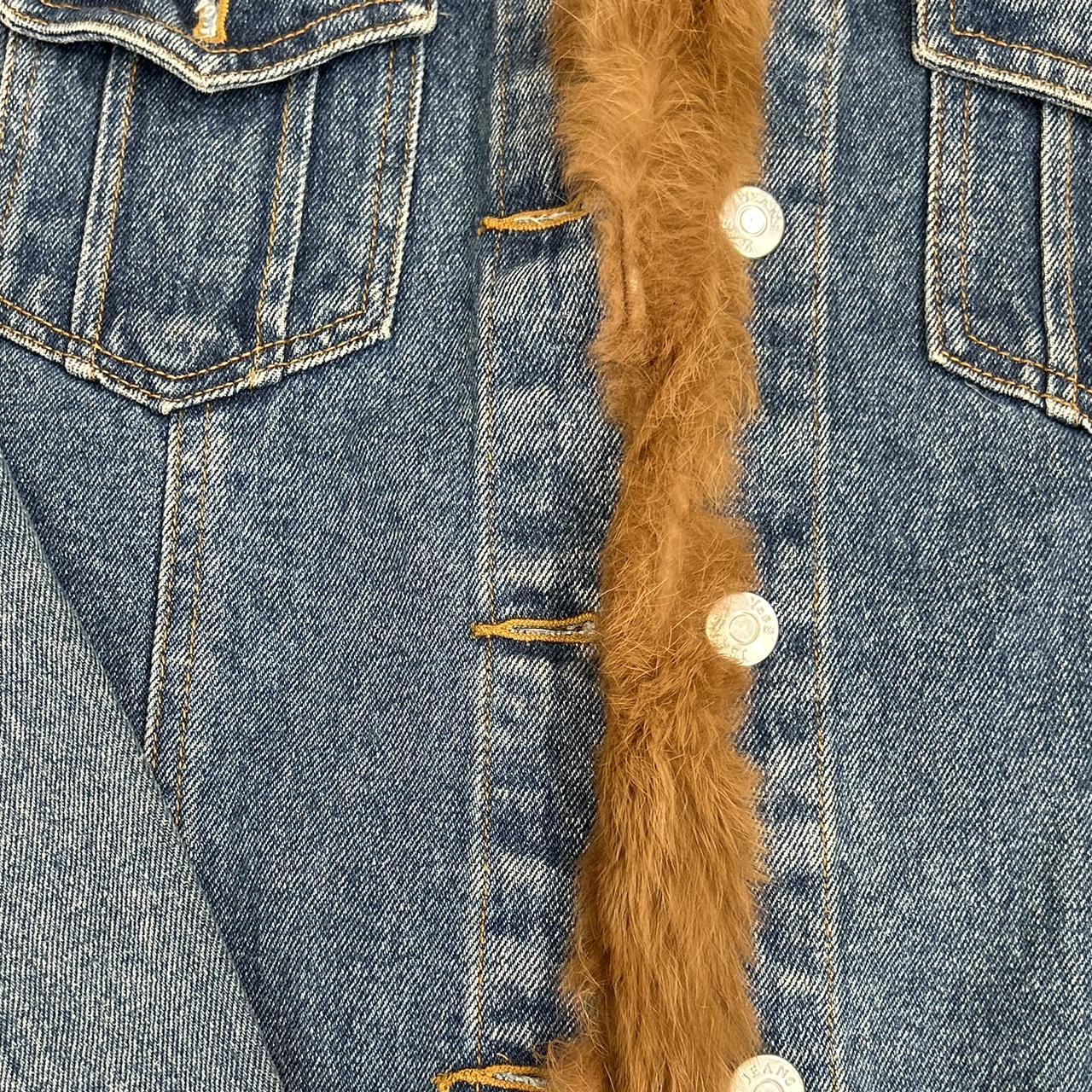 Vintage y2k style denim and faux fur jacket
