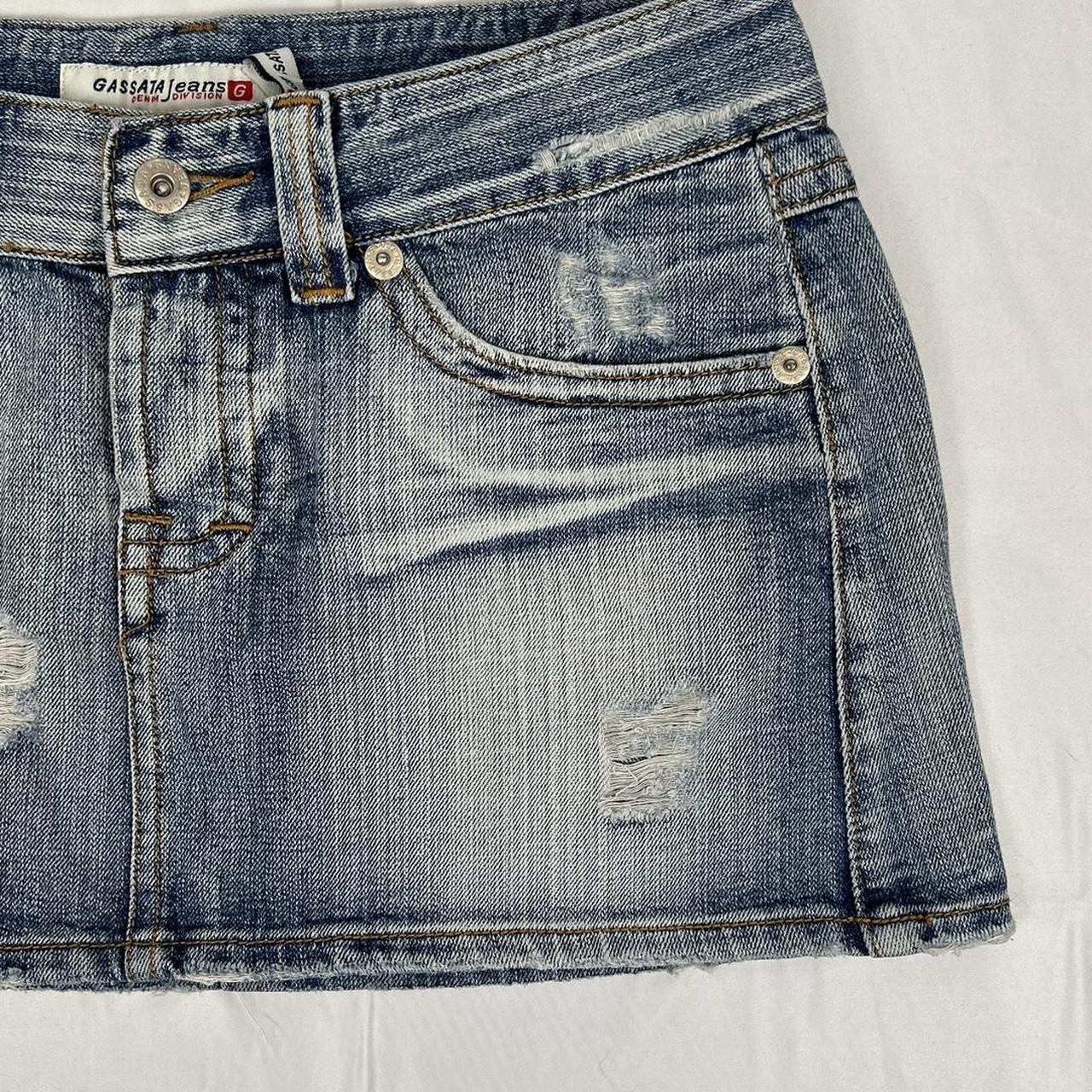 Vintage y2k style denim distressed mini skirt