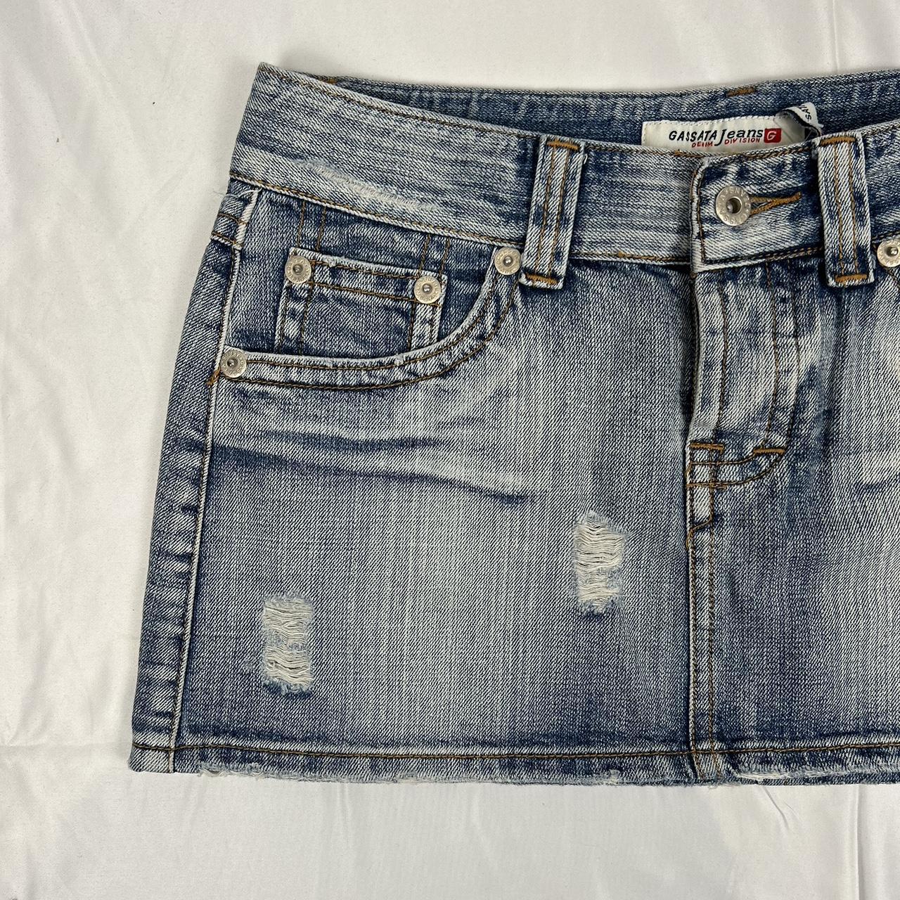 Vintage y2k style denim distressed mini skirt