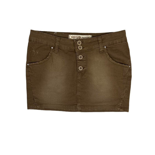 Vintage y2k style brown denim mini skirt