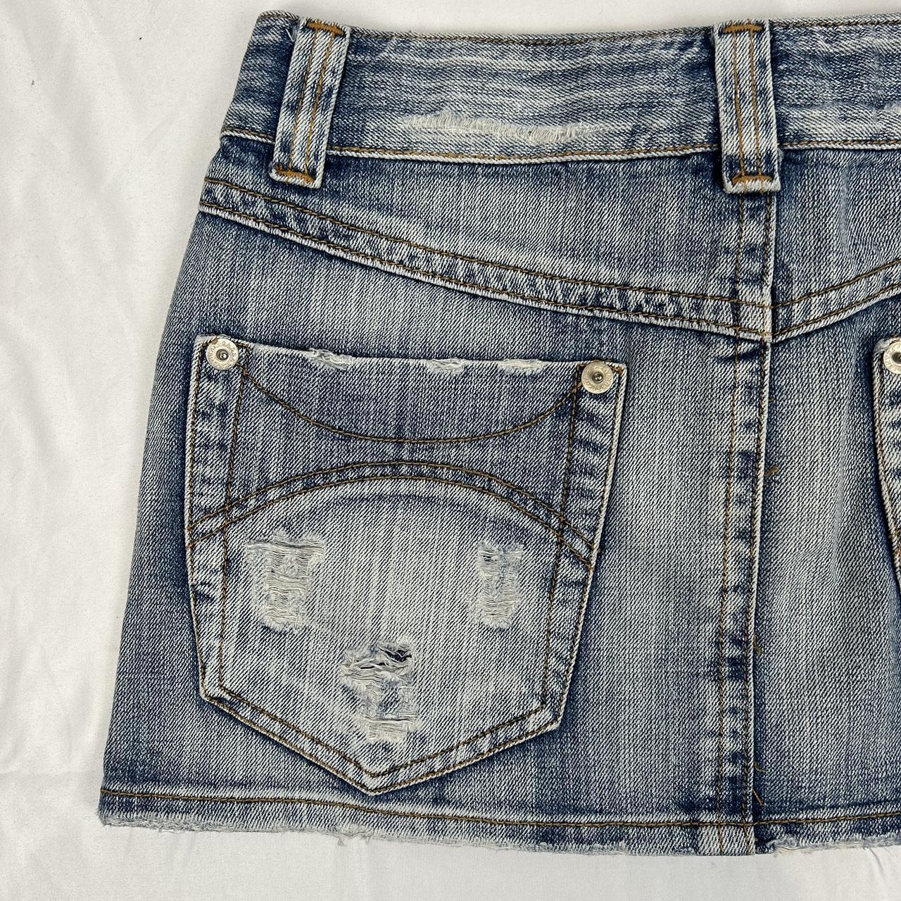 Vintage y2k style denim distressed mini skirt