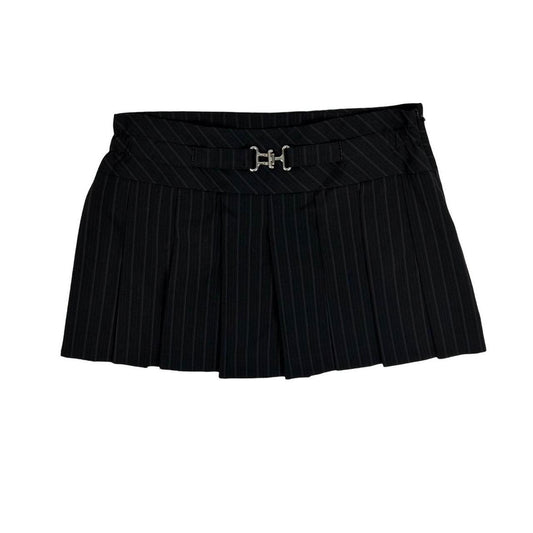 Vintage y2k style black pinstripe pleated mini skirt