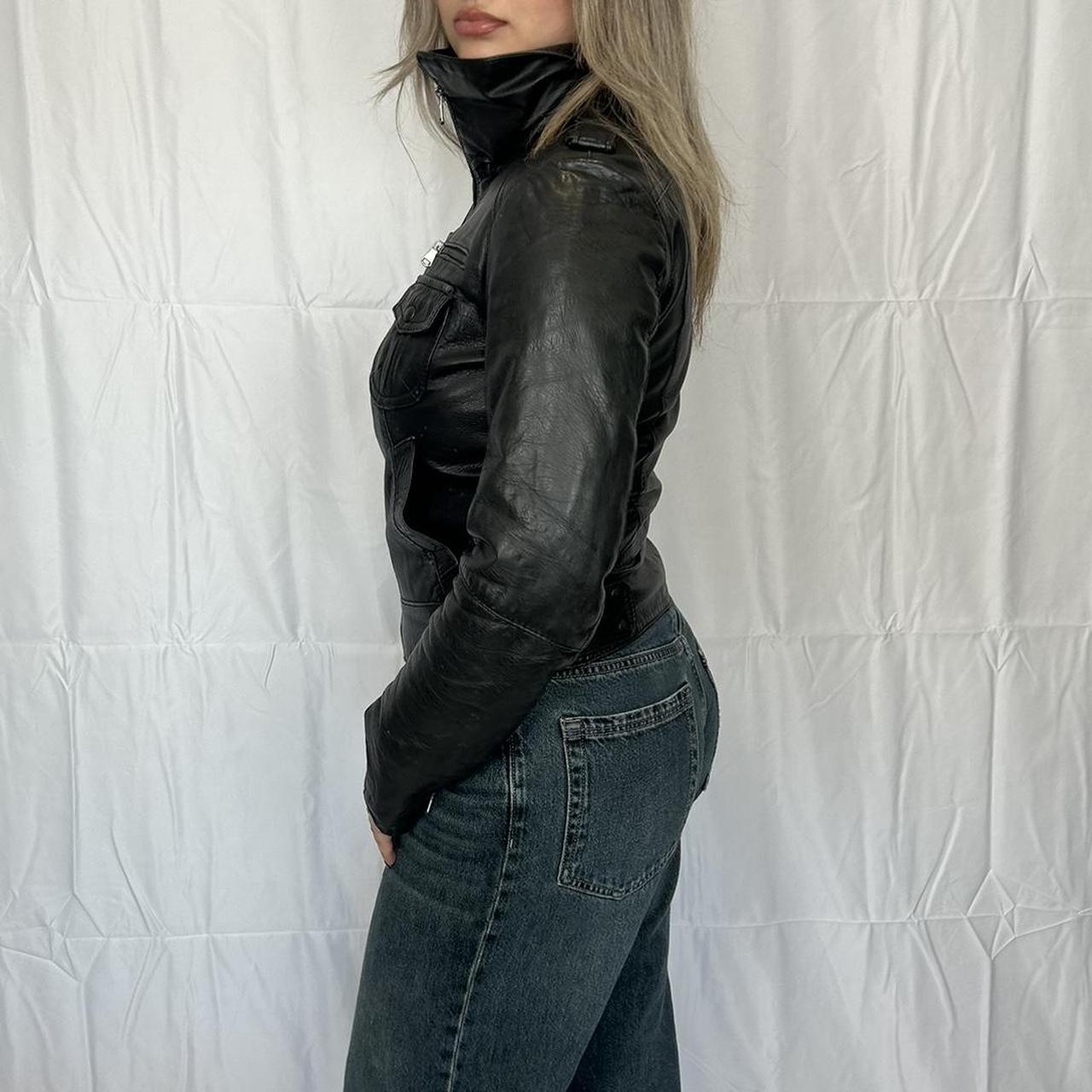 Vintage y2k style black leather jacket