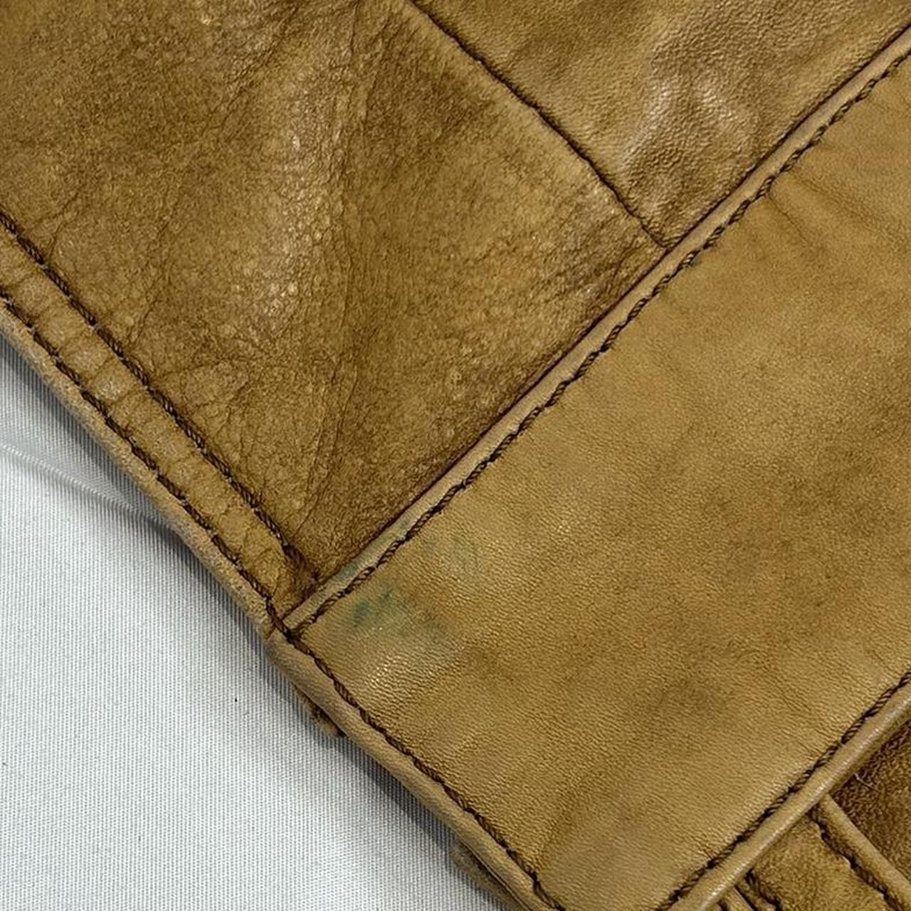 Vintage y2k style brown leather jacket with ribbed detailing