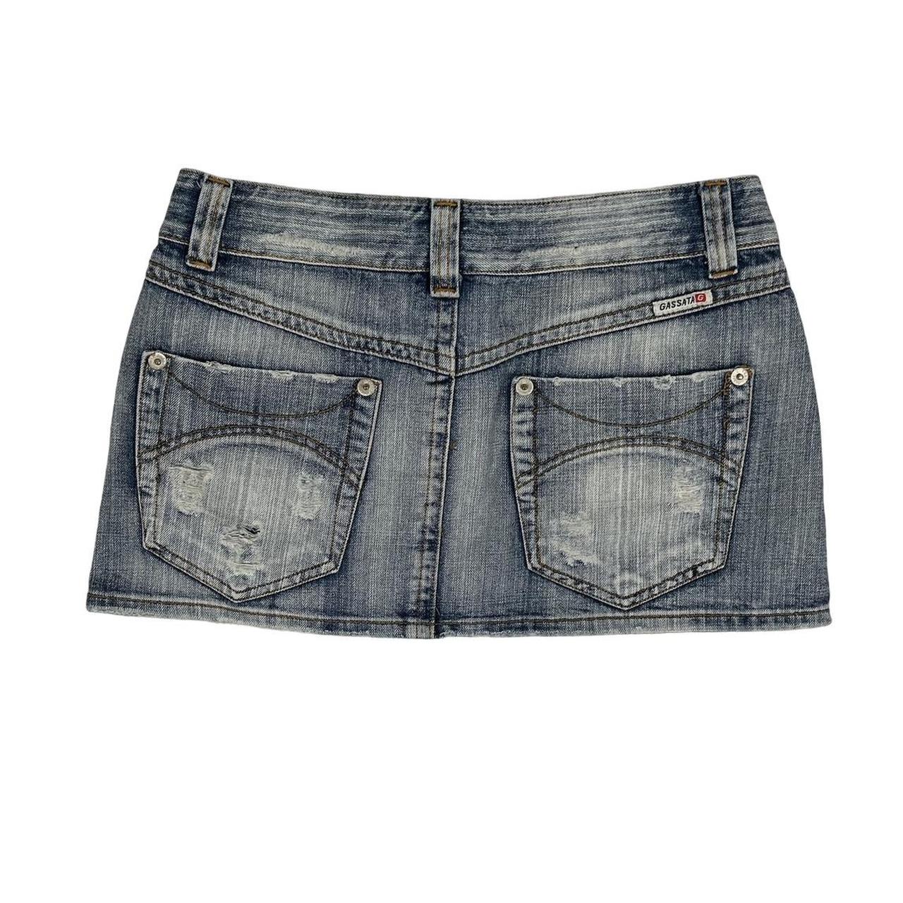 Vintage y2k style denim distressed mini skirt