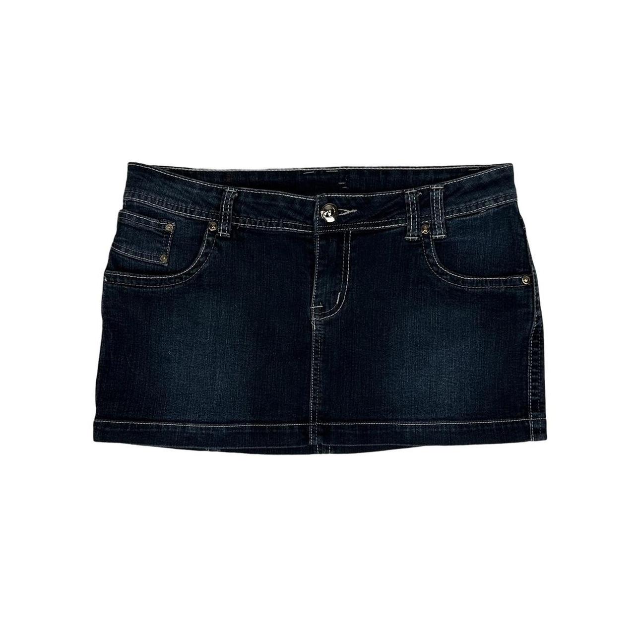 Vintage y2k style dark wash denim mini skirt