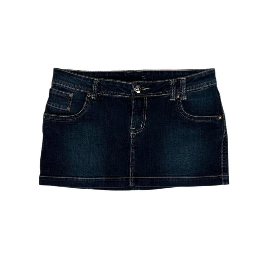 Vintage y2k style dark wash denim mini skirt
