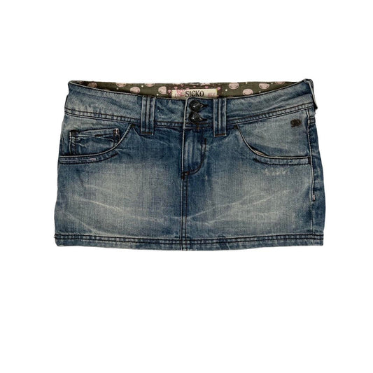 Vintage y2k style mid wash denim mini skirt