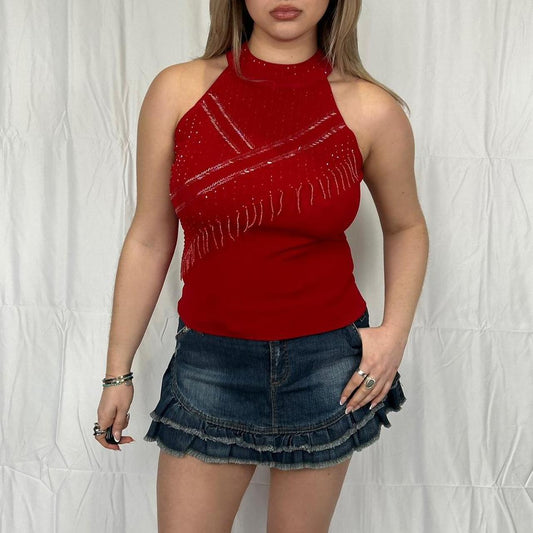Vintage y2k style red embellished top