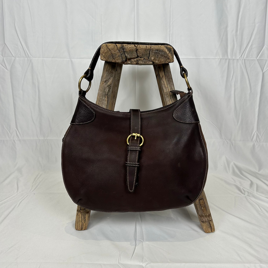 Vintage y2k style brown leather shoulder bag