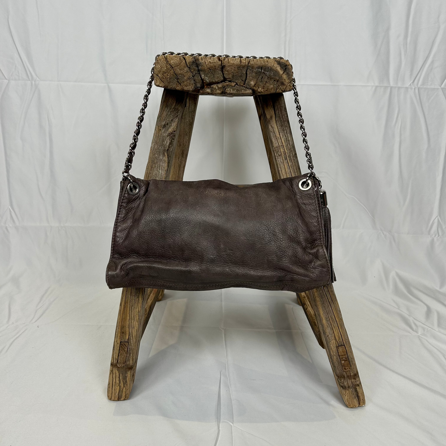 Vintage y2k style dark grey studded leather shoulder bag