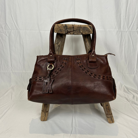 Vintage y2k style brown leather shoulder bag