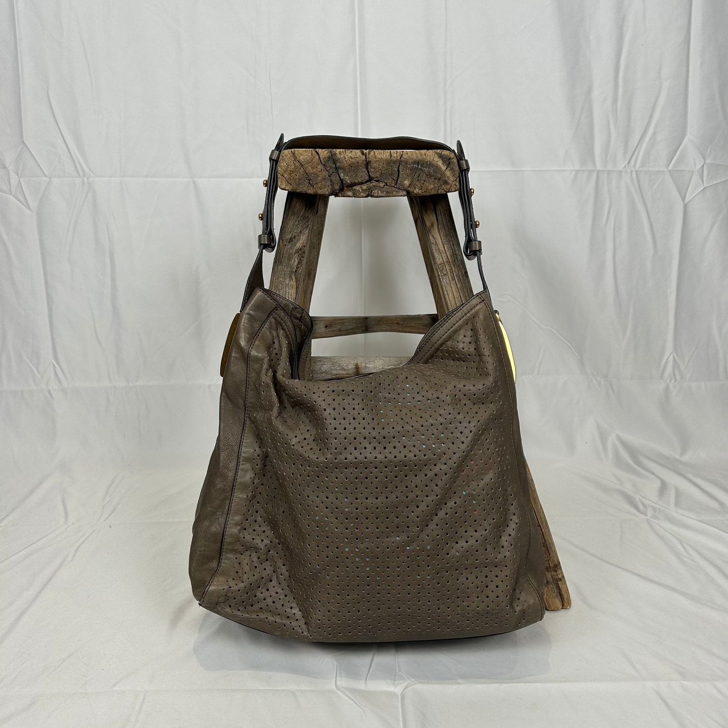 Vintage y2k style grey leather slouchy hobo bag