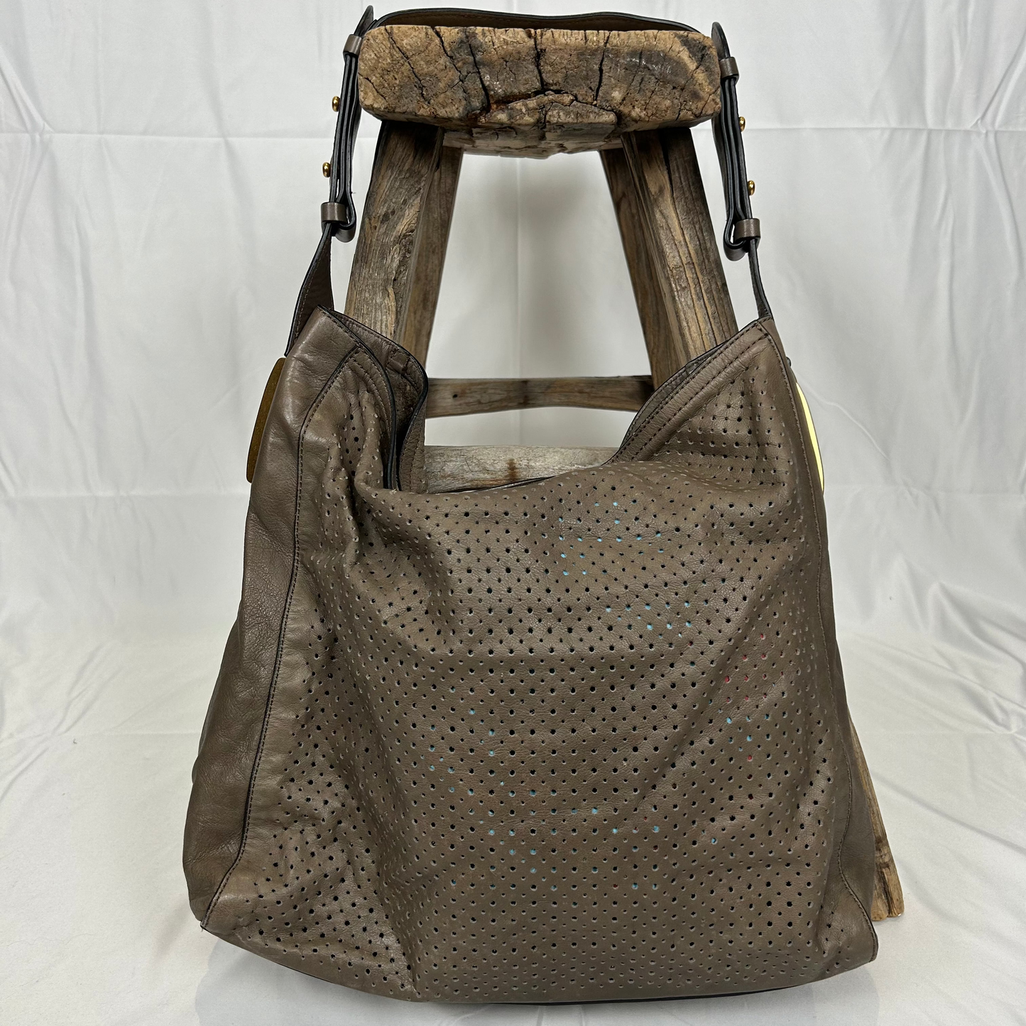 Vintage y2k style grey leather slouchy hobo bag