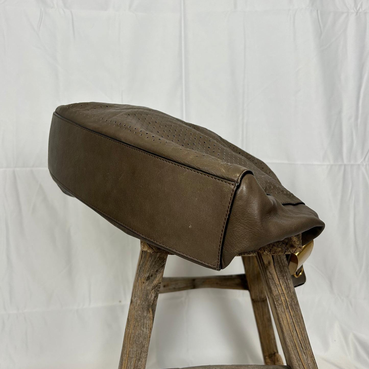 Vintage y2k style grey leather slouchy hobo bag