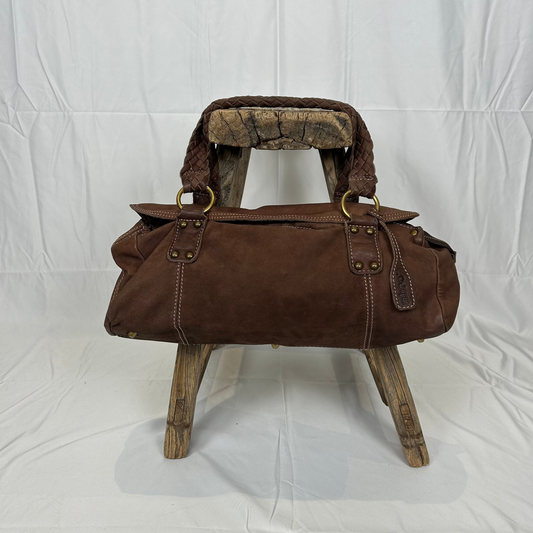 Vintage y2k style soft slouchy brown leather shoulder bag