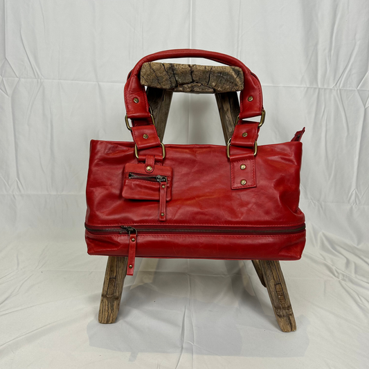Vintage y2k style soft red leather shoulder bag