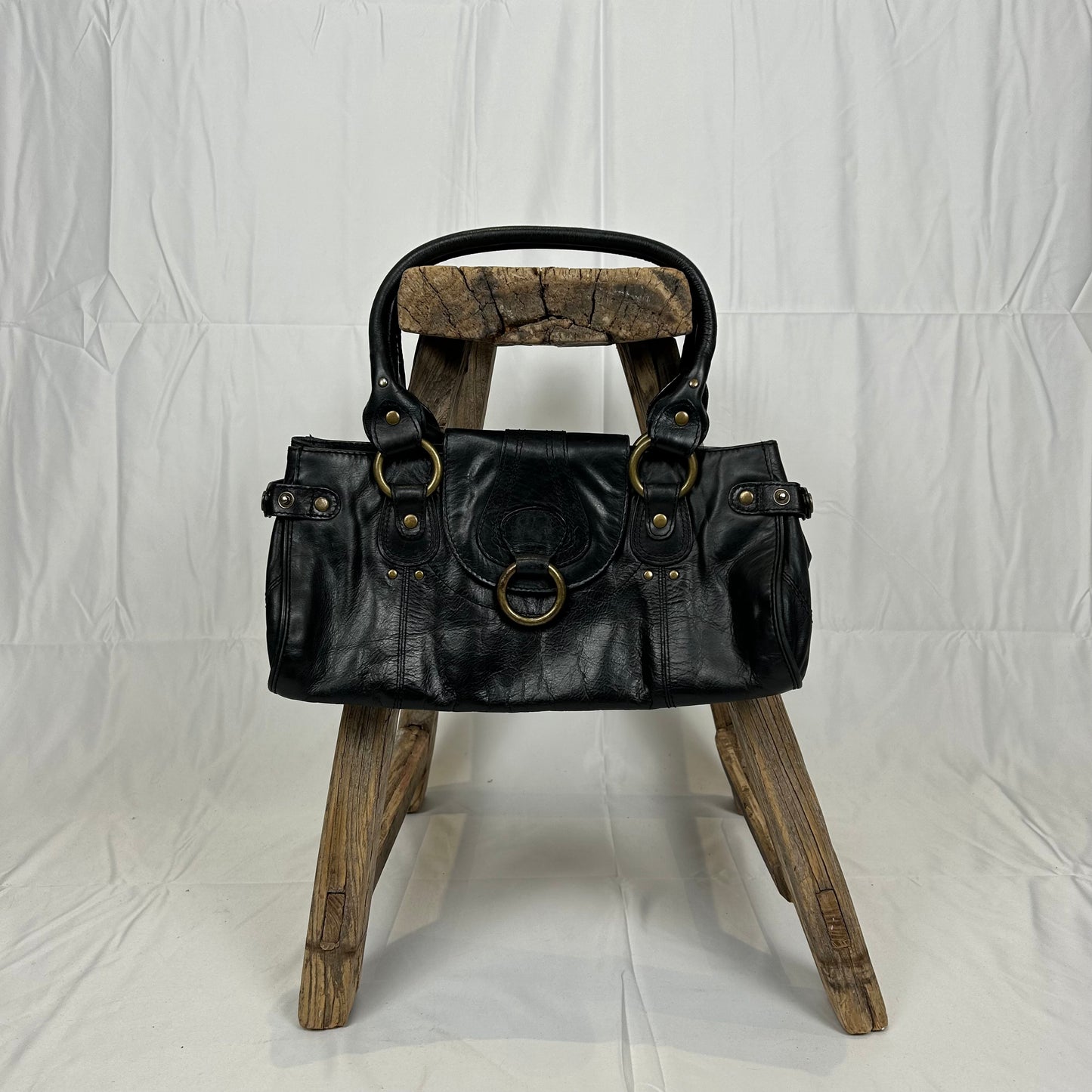 Vintage y2k style black leather shoulder bag